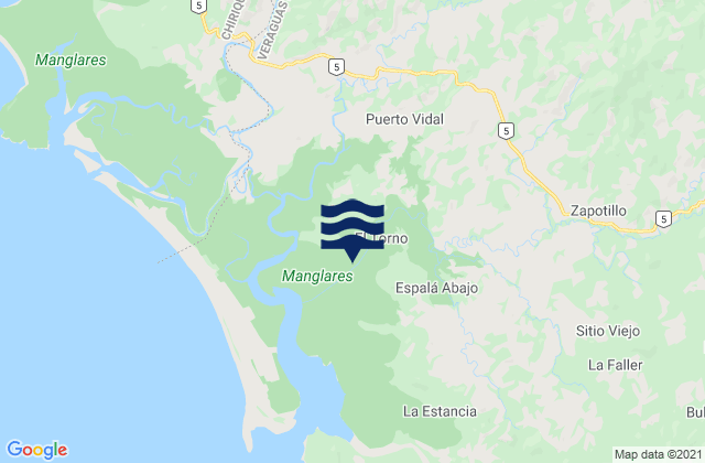 Carte des horaires des marées pour Distrito de Las Palmas, Panama