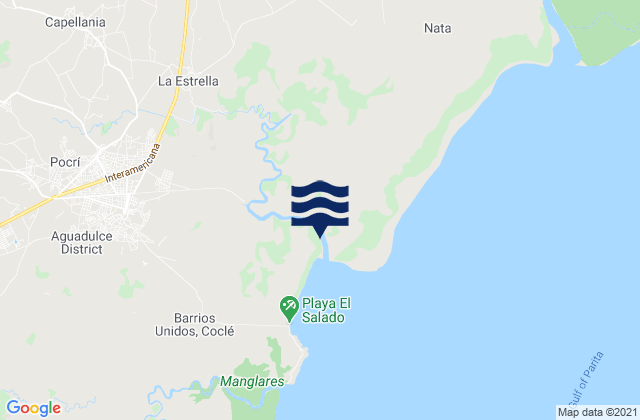 Carte des horaires des marées pour Distrito de Natá, Panama