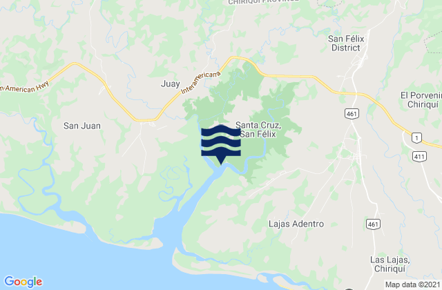 Carte des horaires des marées pour Distrito de San Félix, Panama