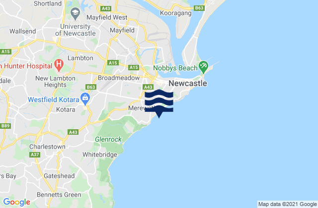 Carte des horaires des marées pour Dixon Park, Australia