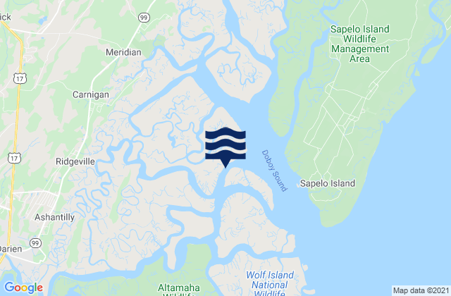 Carte des horaires des marées pour Doboy Island (North River), United States