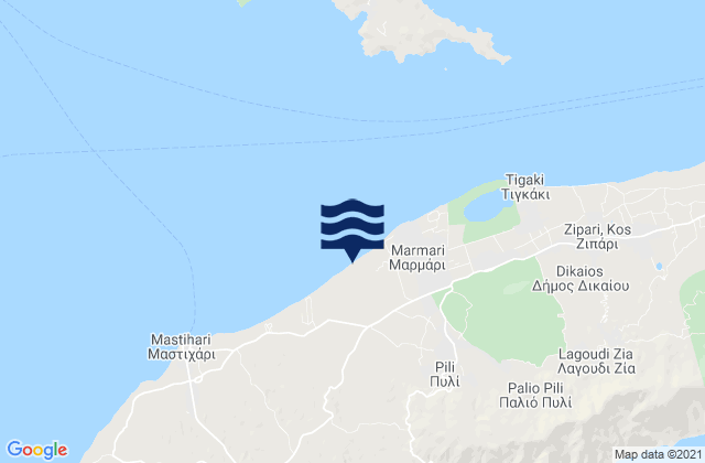 Carte des horaires des marées pour Dodecanese, Greece