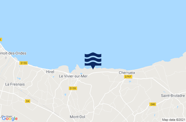 Carte des horaires des marées pour Dol-de-Bretagne, France