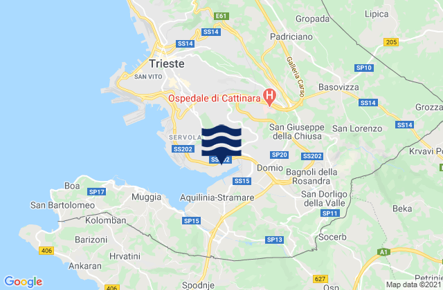 Carte des horaires des marées pour Dolina, Italy