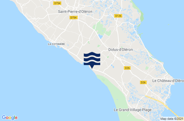 Carte des horaires des marées pour Dolus-d'Oléron, France
