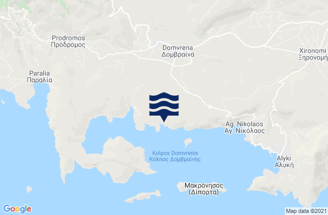 Carte des horaires des marées pour Domvraína, Greece