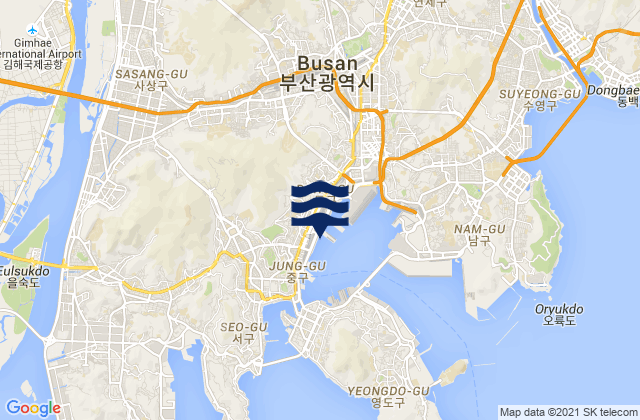 Carte des horaires des marées pour Dong-gu, South Korea