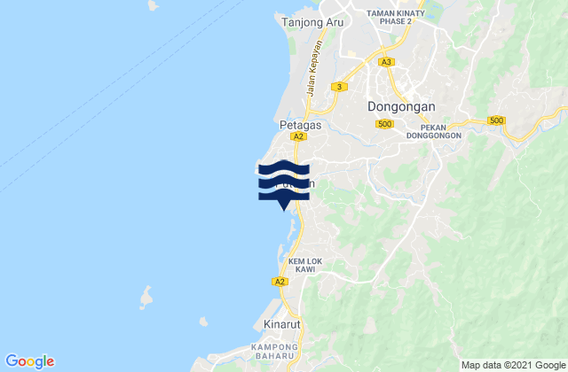 Carte des horaires des marées pour Donggongon, Malaysia