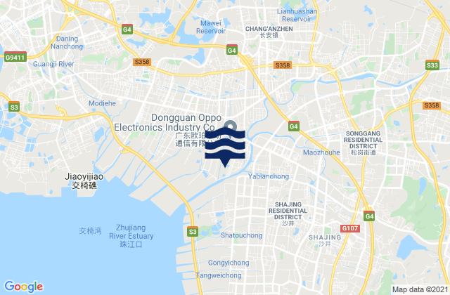 Carte des horaires des marées pour Dongguan Shi, China