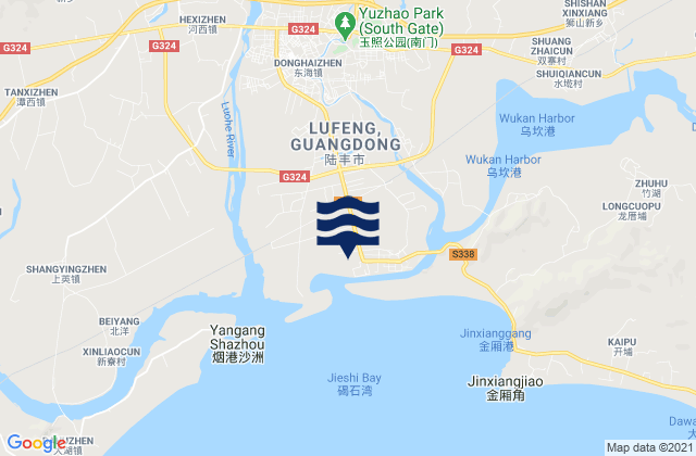 Carte des horaires des marées pour Donghai, China