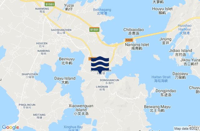 Carte des horaires des marées pour Donghan, China