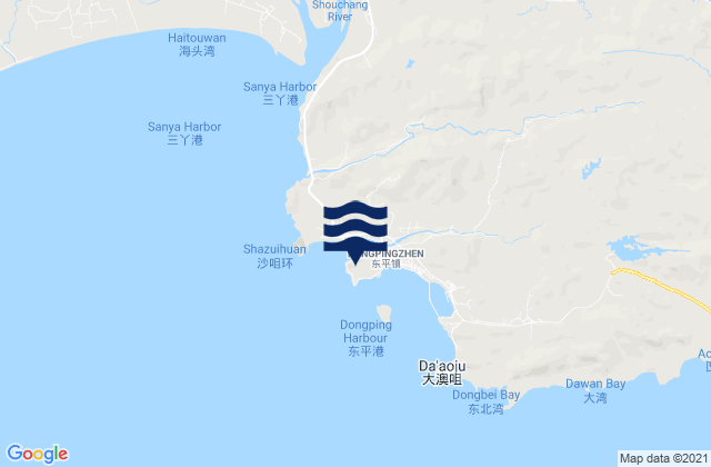 Carte des horaires des marées pour Dongping, China