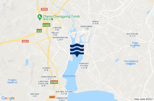 Carte des horaires des marées pour Dongshi, China
