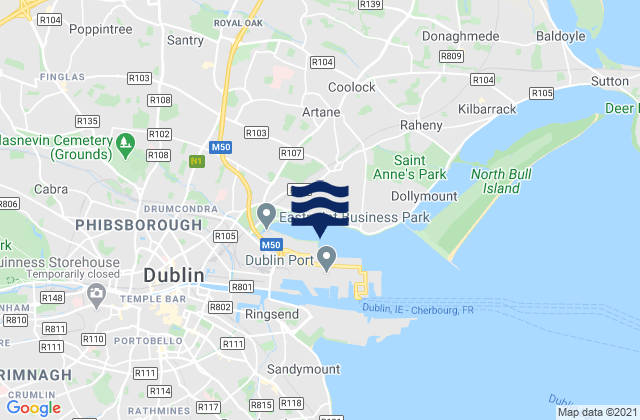 Carte des horaires des marées pour Donnycarney, Ireland