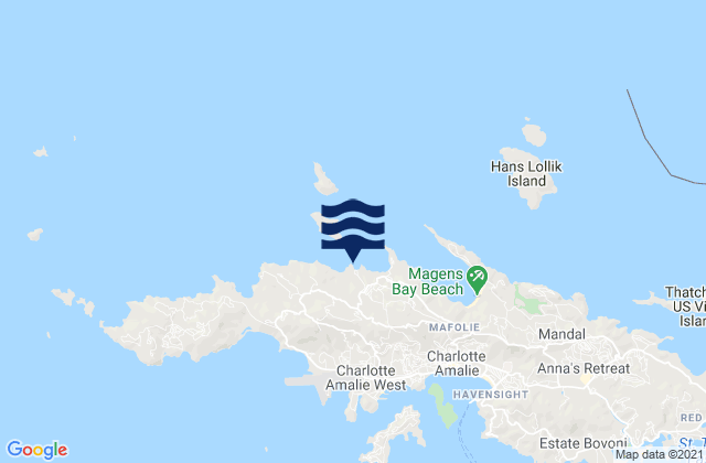 Carte des horaires des marées pour Dorothea Bay Ruy Point, U.S. Virgin Islands