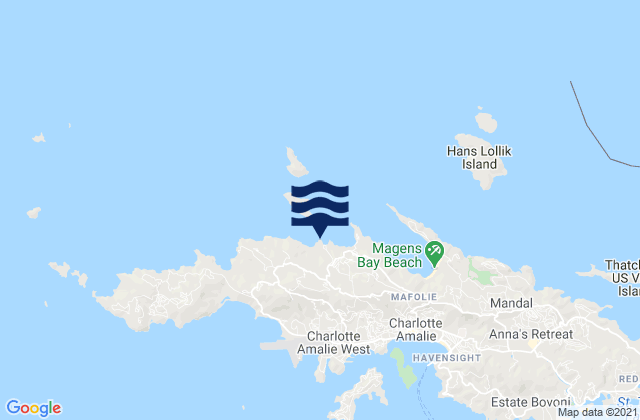 Carte des horaires des marées pour Dorothea Bay Saint Thomas, U.S. Virgin Islands