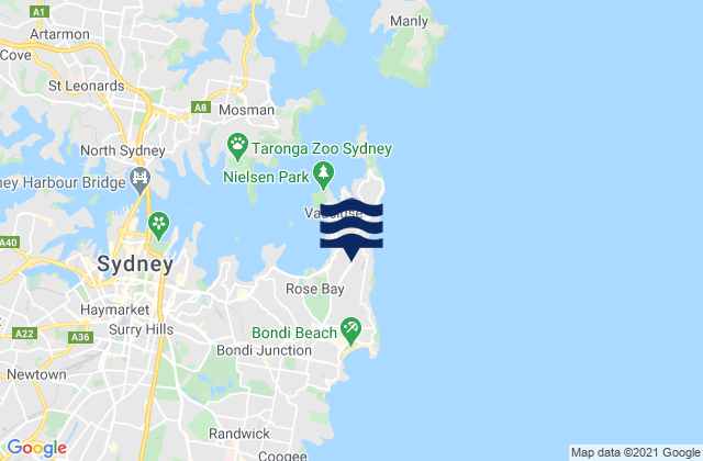 Carte des horaires des marées pour Dover Heights, Australia