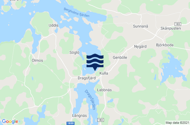 Carte des horaires des marées pour Dragsfjärd, Finland