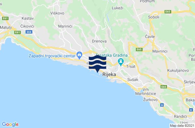Carte des horaires des marées pour Drenova, Croatia