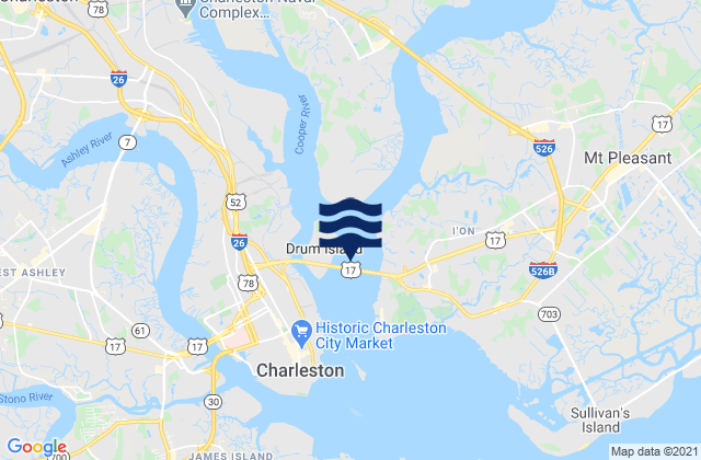 Carte des horaires des marées pour Drum Island east of (bridge), United States
