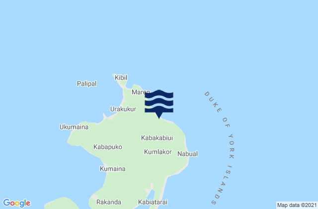 Carte des horaires des marées pour Duke of York, Papua New Guinea