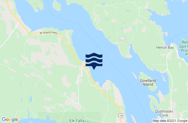 Carte des horaires des marées pour Duncan Bay, Canada