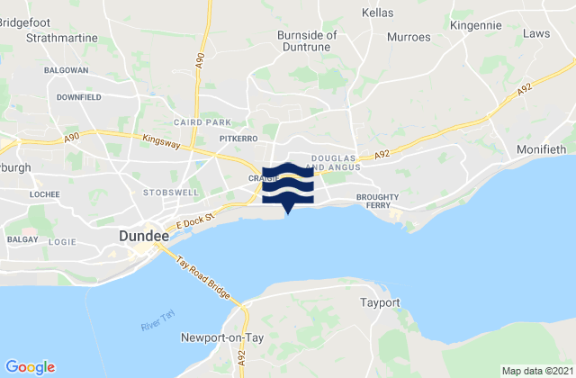 Carte des horaires des marées pour Dundee City, United Kingdom