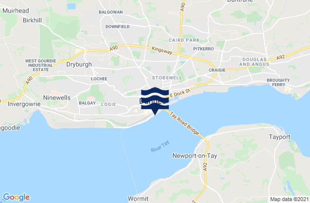 Carte des horaires des marées pour Dundee, United Kingdom