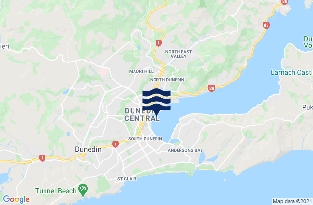 Carte des horaires des marées pour Dunedin, New Zealand