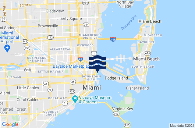 Carte des horaires des marées pour Dunes Hotel (Miami), United States