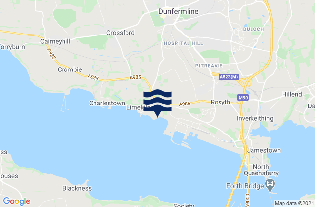 Carte des horaires des marées pour Dunfermline, United Kingdom