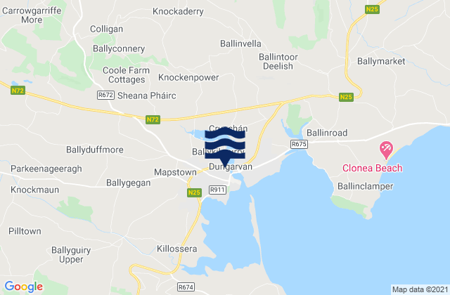 Carte des horaires des marées pour Dungarvan, Ireland