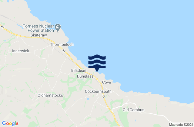 Carte des horaires des marées pour Dunglass Beach, United Kingdom