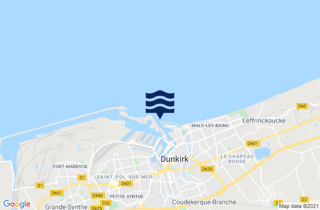 Carte des horaires des marées pour Dunkerque, France