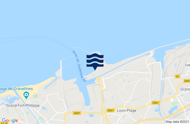 Carte des horaires des marées pour Dunkerque Port Ouest, France