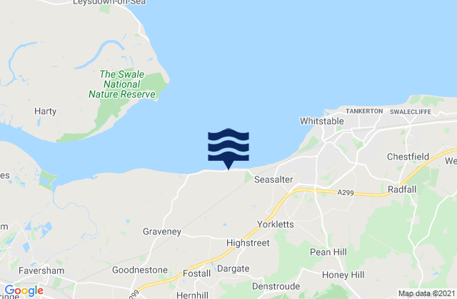 Carte des horaires des marées pour Dunkirk, United Kingdom