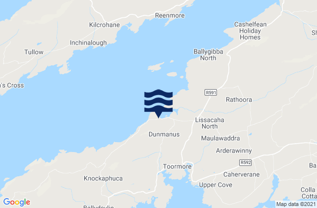 Carte des horaires des marées pour Dunmanus Harbour, Ireland