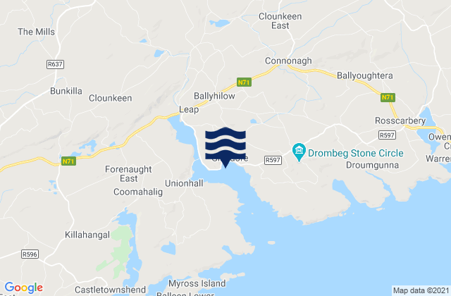 Carte des horaires des marées pour Dunmanway, Ireland
