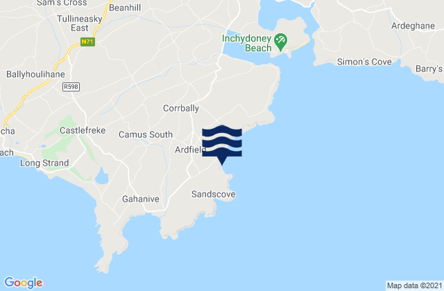 Carte des horaires des marées pour Dunnycove Bay, Ireland