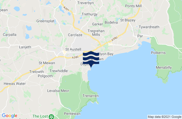 Carte des horaires des marées pour Duporth Beach, United Kingdom