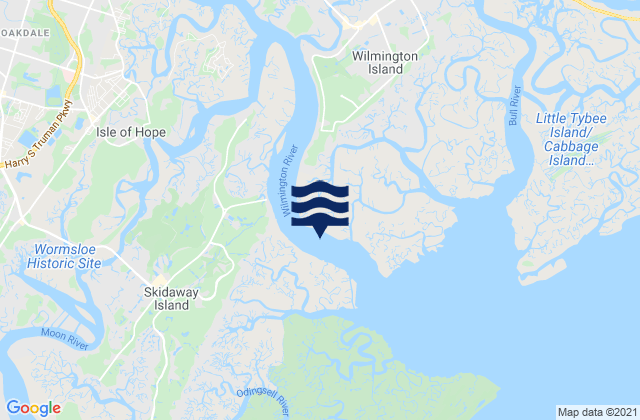 Carte des horaires des marées pour Dutch Island SE of Skidaway River, United States