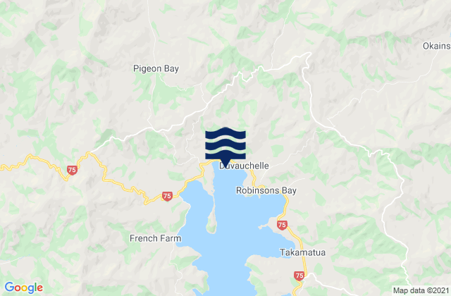 Carte des horaires des marées pour Duvauchelle Bay, New Zealand