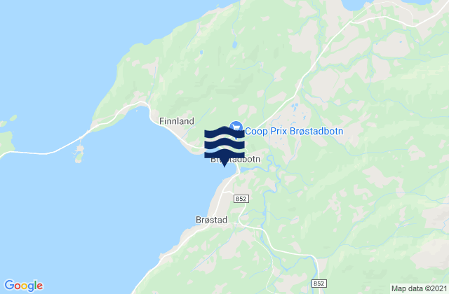 Carte des horaires des marées pour Dyrøy, Norway