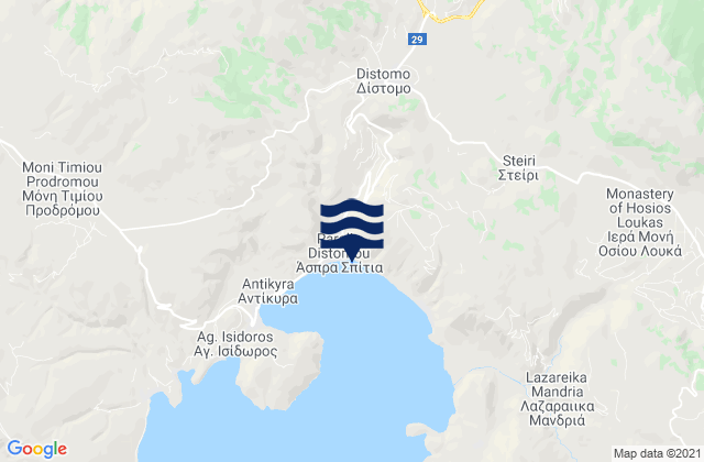 Carte des horaires des marées pour Dístomo, Greece