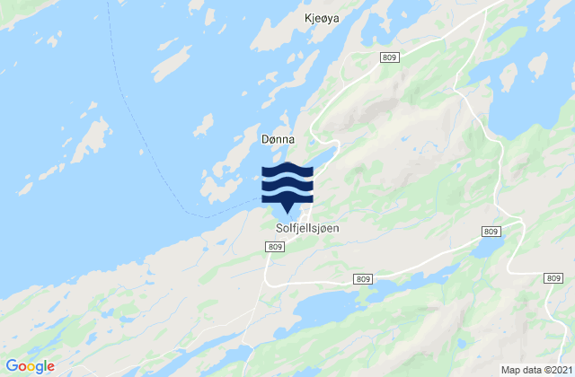 Carte des horaires des marées pour Dønna, Norway
