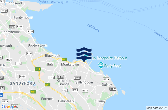 Carte des horaires des marées pour Dún Laoghaire, Ireland