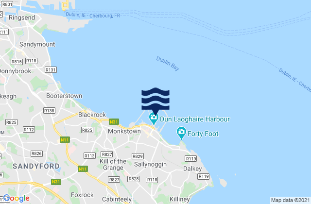 Carte des horaires des marées pour Dún Laoghaire Harbour, Ireland