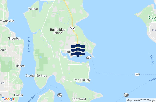 Carte des horaires des marées pour Eagle Harbor (Bainbridge Island), United States