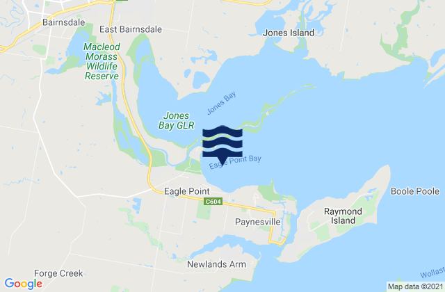 Carte des horaires des marées pour Eagle Point Bay, Australia