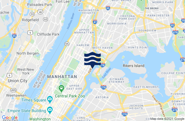 Carte des horaires des marées pour East 107th Street, United States